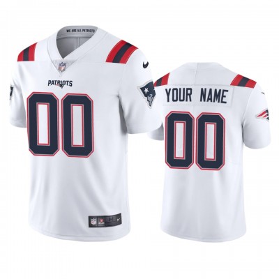 New England Patriots Custom Men's Nike White 2020 Vapor Limited Jersey